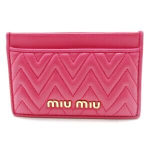 Miu Card Case Pink Leather Auth #182483M98B